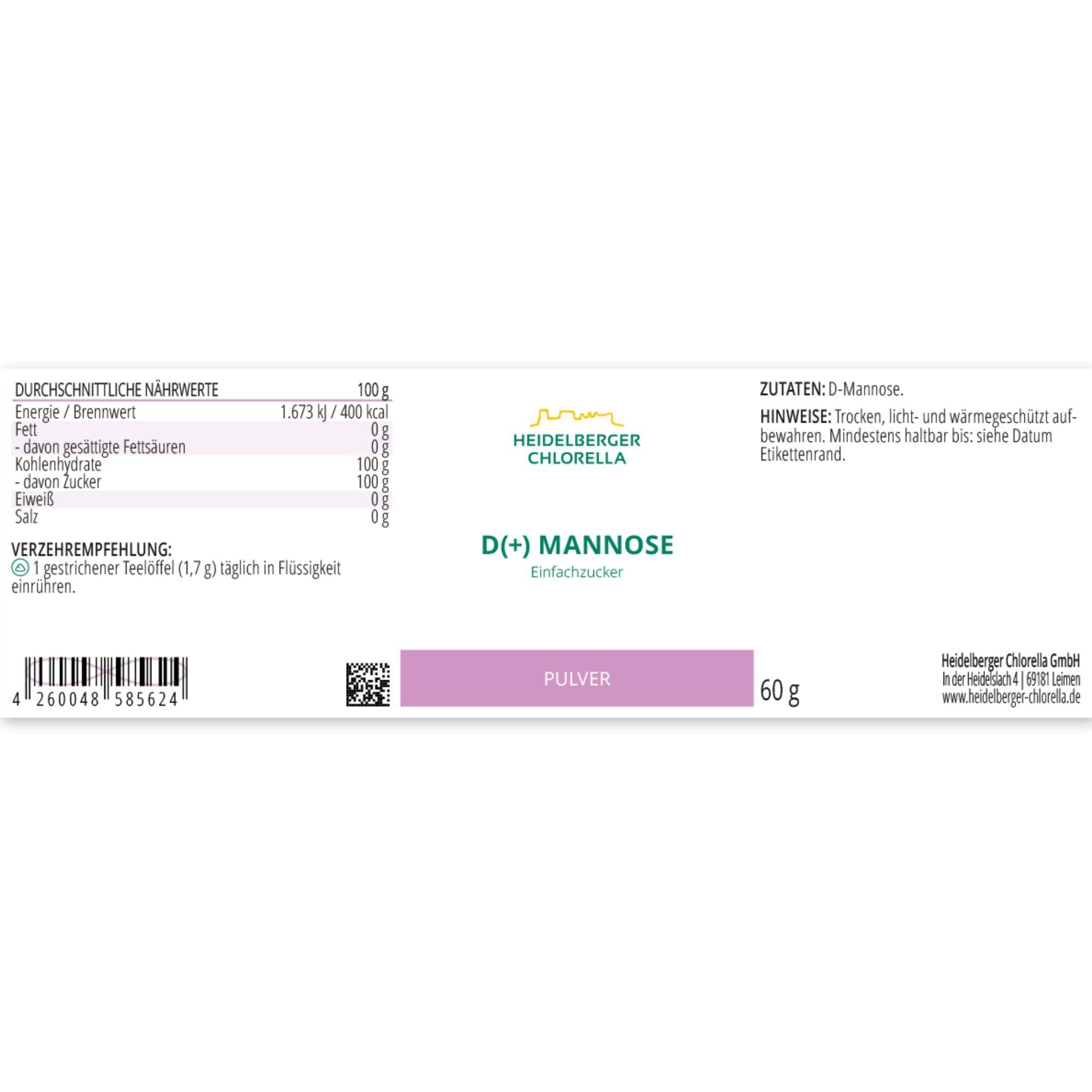 HEIDELBERGER CHLORELLA® Mannose Pulver 60g